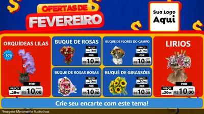 Modelo de TV para TV Horizontal com o tema Ofertas de Fevereiro para Floricultura e jardim