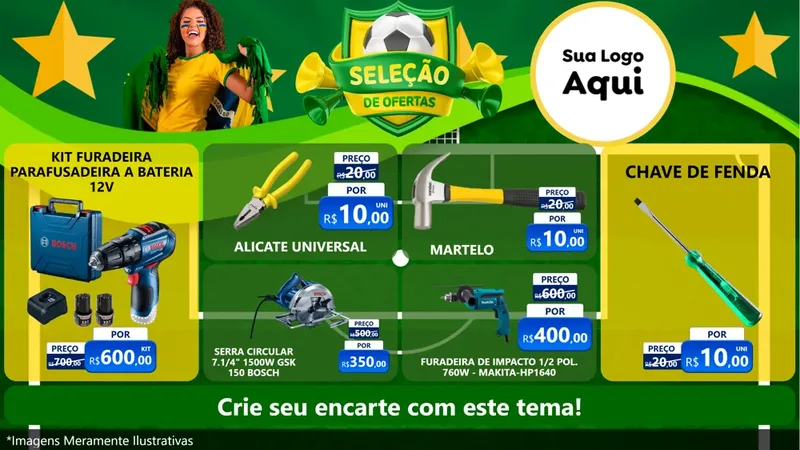 Modelo de TV para TV Horizontal com o tema Seleção de Ofertas - Copa para Maquinas e Ferramentas