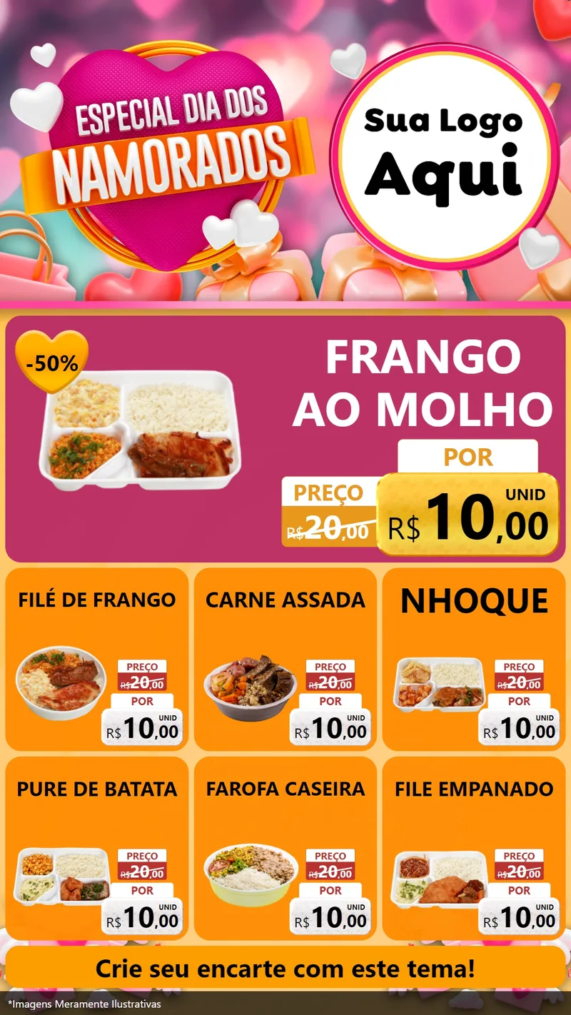 Modelo de Rede Social para Stories com o tema Especial Dia dos Namorados para Restaurante
