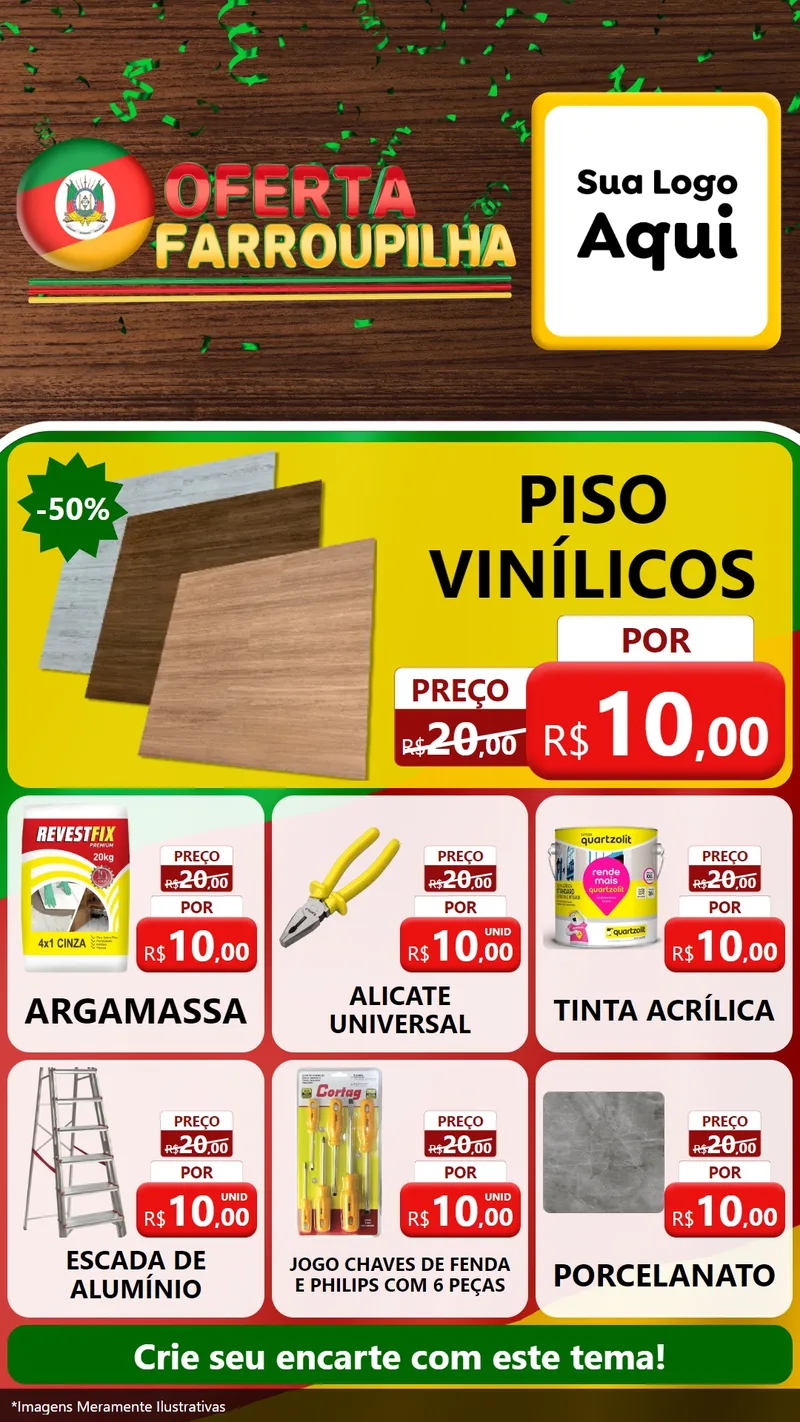 Modelo de Rede Social para Stories com o tema Oferta Farroupilha para Material para Construção