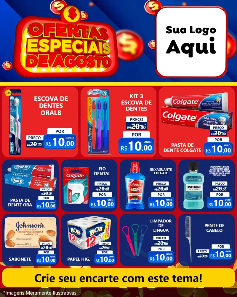 Modelo de Rede Social para Feed Instagram com o tema Ofertas Especiais de Agosto para Higiene Pessoal