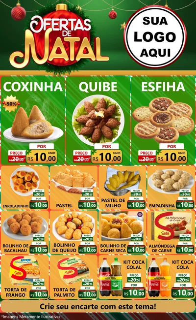 Modelo de Encarte para Encarte Grande com o tema Ofertas de Natal para Salgadaria