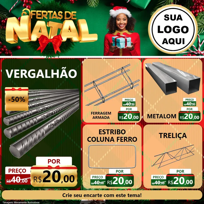 Modelo de Rede Social para Feed Facebook com o tema Ofertas de Natal para Ferragens