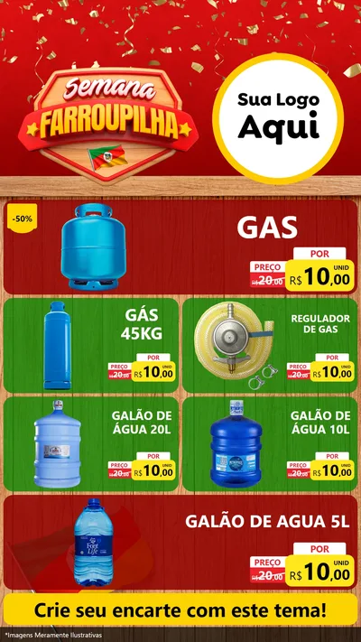 Modelo de TV para TV Vertical com o tema Semana Farroupilha para Água e gás