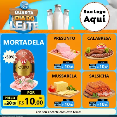 Modelo de Rede Social para Feed Facebook com o tema Quarta Dia do Leite para Frios e Laticínios