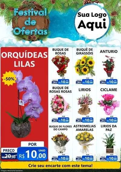 Modelo de Encarte para Encarte A4 Vertical com o tema Festival de Ofertas - Inverno para Floricultura e jardim