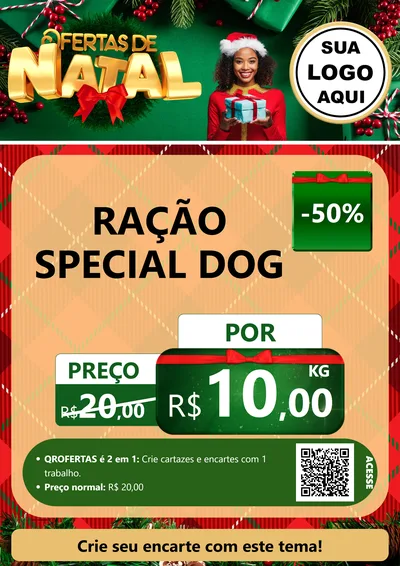 Modelo de Cartaz para Cartaz A4 Vertical com o tema Ofertas de Natal para Pet Shop
