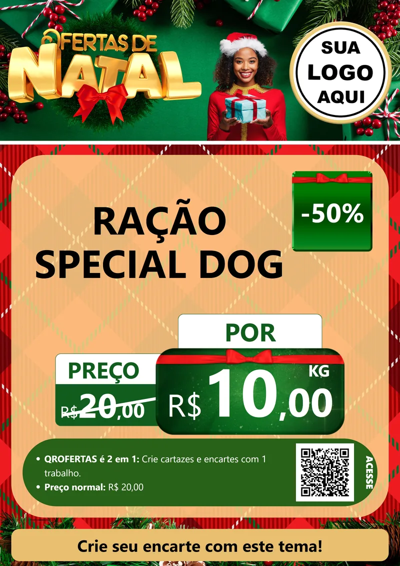 Modelo de Cartaz para Cartaz A4 Vertical com o tema Ofertas de Natal para Pet Shop