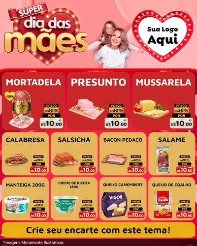 Modelo de Rede Social para Feed Instagram com o tema Super Dia Das Mães para Frios e Laticínios
