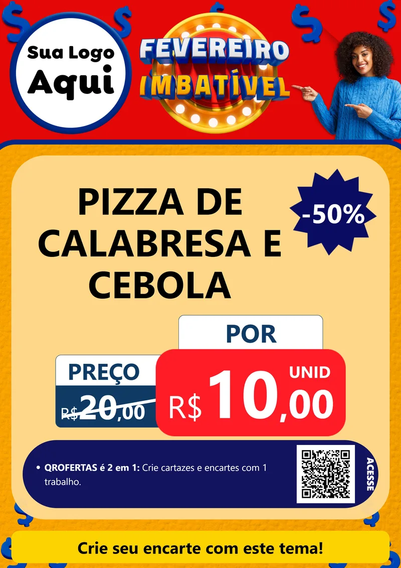 Modelo de Cartaz para Cartaz A4 Vertical com o tema Fevereiro Imbatível para Pizzaria