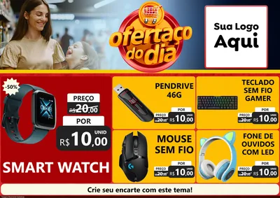 Modelo de Encarte para Encarte A4 Horizontal com o tema Ofertaço Do Dia para Informática