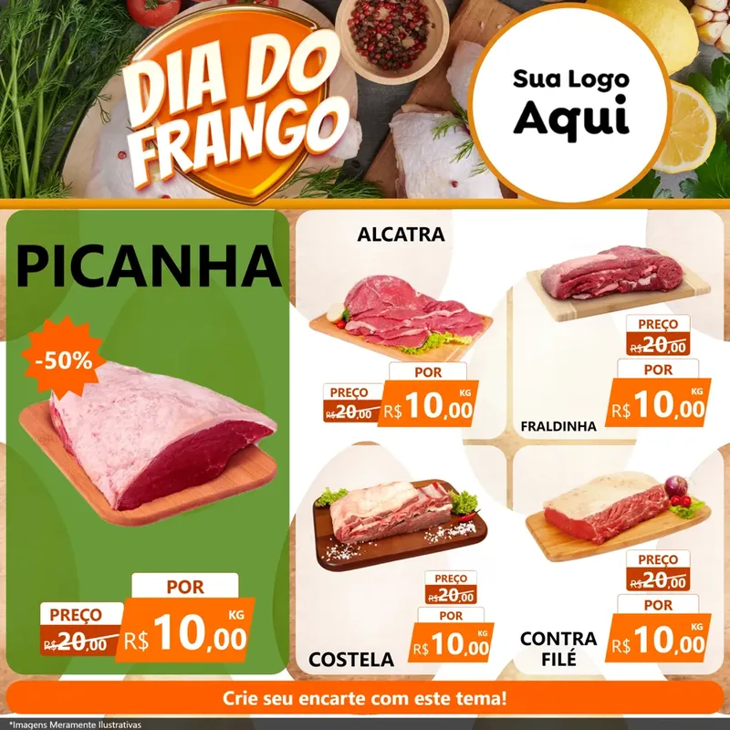 Modelo de Rede Social para Feed Facebook com o tema Dia do Frango para Açougue