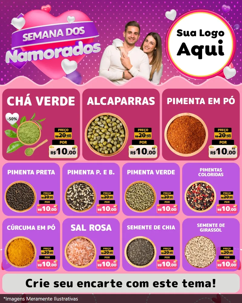 Modelo de Rede Social para Feed Instagram com o tema Semana dos Namorados para Produtos Naturais