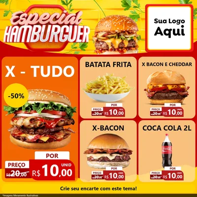 Modelo de Rede Social para Feed Facebook com o tema Especial Hamburguer para Hamburgueria
