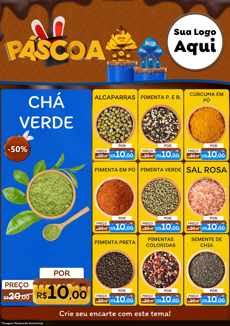 Modelo de Encarte para Encarte A4 Vertical com o tema Páscoa para Produtos Naturais