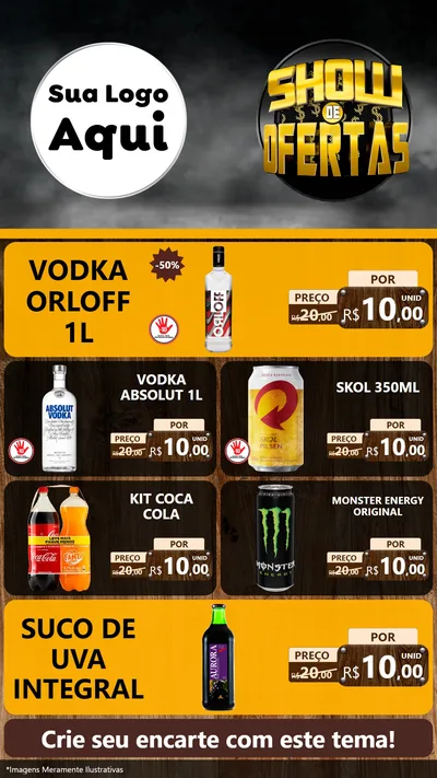 Modelo de TV para TV Vertical com o tema Show de Ofertas - Bebidas para Distribuidora de bebidas