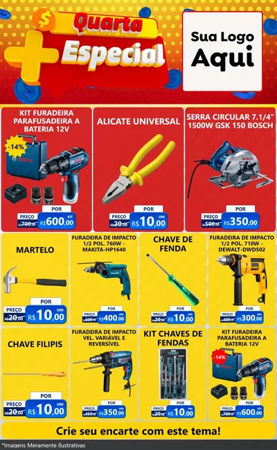 Modelo de Encarte para Encarte Grande com o tema Quarta Mais Especial para Maquinas e Ferramentas