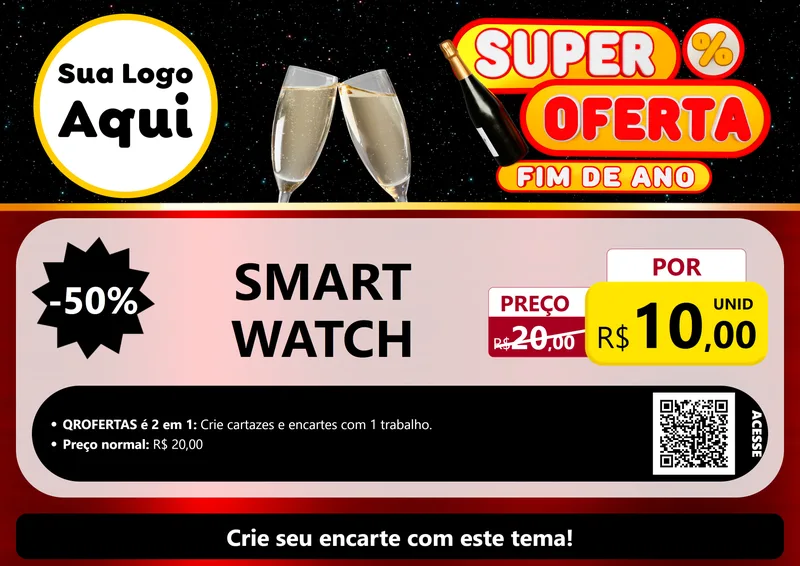 Modelo de Cartaz para Cartaz A4 Horizontal com o tema Super Oferta Fim de Ano para Informática