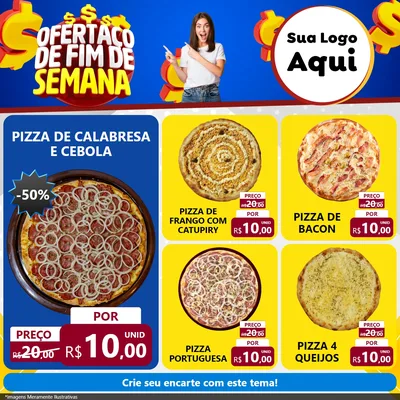 Modelo de Rede Social para Feed Facebook com o tema Ofertaço de Fim de Semana para Pizzaria