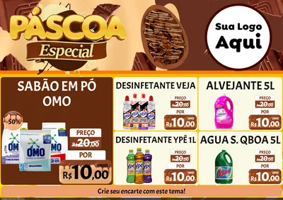 Modelo de Encarte para Encarte A4 Horizontal com o tema Páscoa Especial para Produtos de Limpeza
