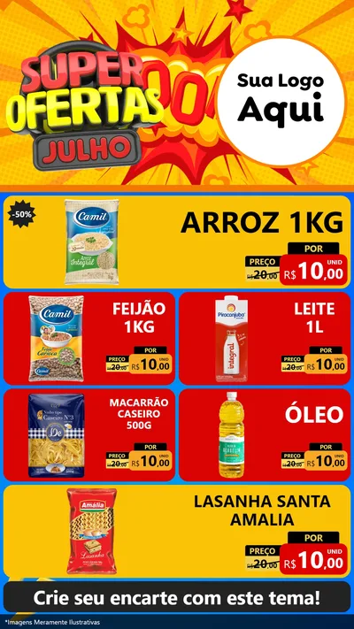 Modelo de TV para TV Vertical com o tema Super Ofertas Julho para Supermercado