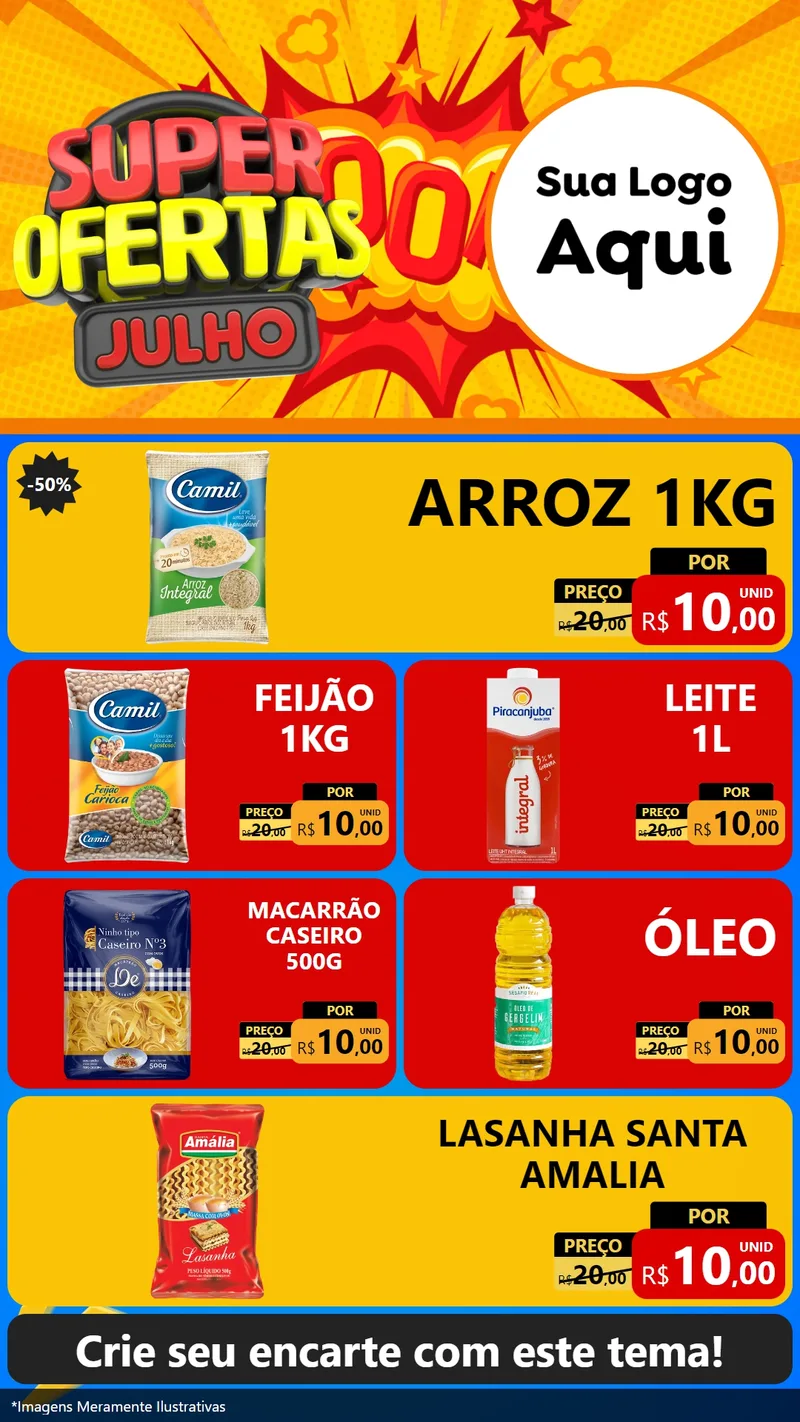 Modelo de TV para TV Vertical com o tema Super Ofertas Julho para Supermercado