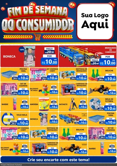 Modelo de Encarte para Encarte A4 Vertical com o tema Fim de Semana do Consumidor para Brinquedos