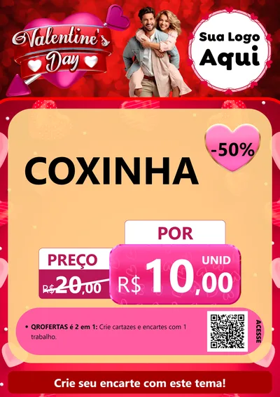 Modelo de Cartaz para Cartaz A4 Vertical com o tema Valentine's Day para Salgadaria