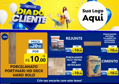 Modelo de Encarte para Encarte A4 Horizontal com o tema Especial Dia do Cliente para Pisos e revestimentos