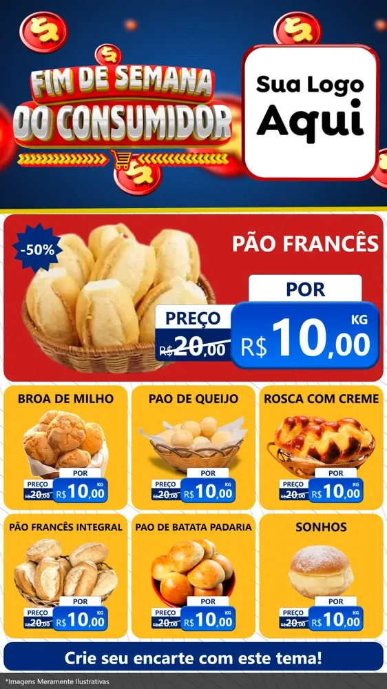 Modelo de Rede Social para Stories com o tema Fim de Semana do Consumidor para Padaria