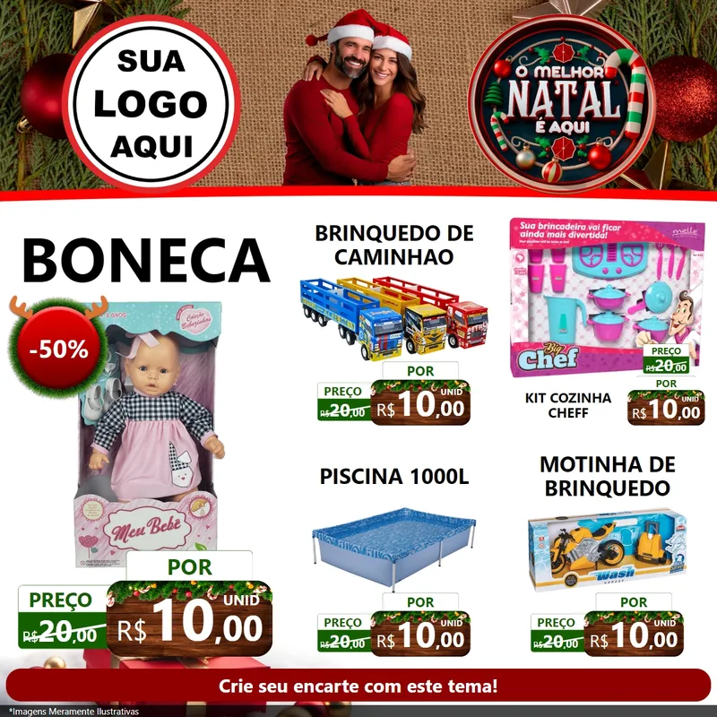 Modelo de Rede Social para Feed Facebook com o tema O Melhor Natal É Aqui para Brinquedos