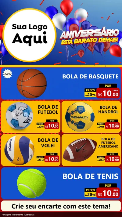 Modelo de TV para TV Vertical com o tema Aniversário para Artigos Esportivos