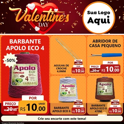 Modelo de Rede Social para Feed Facebook com o tema Valentine's Day para Armarinho e Aviamentos