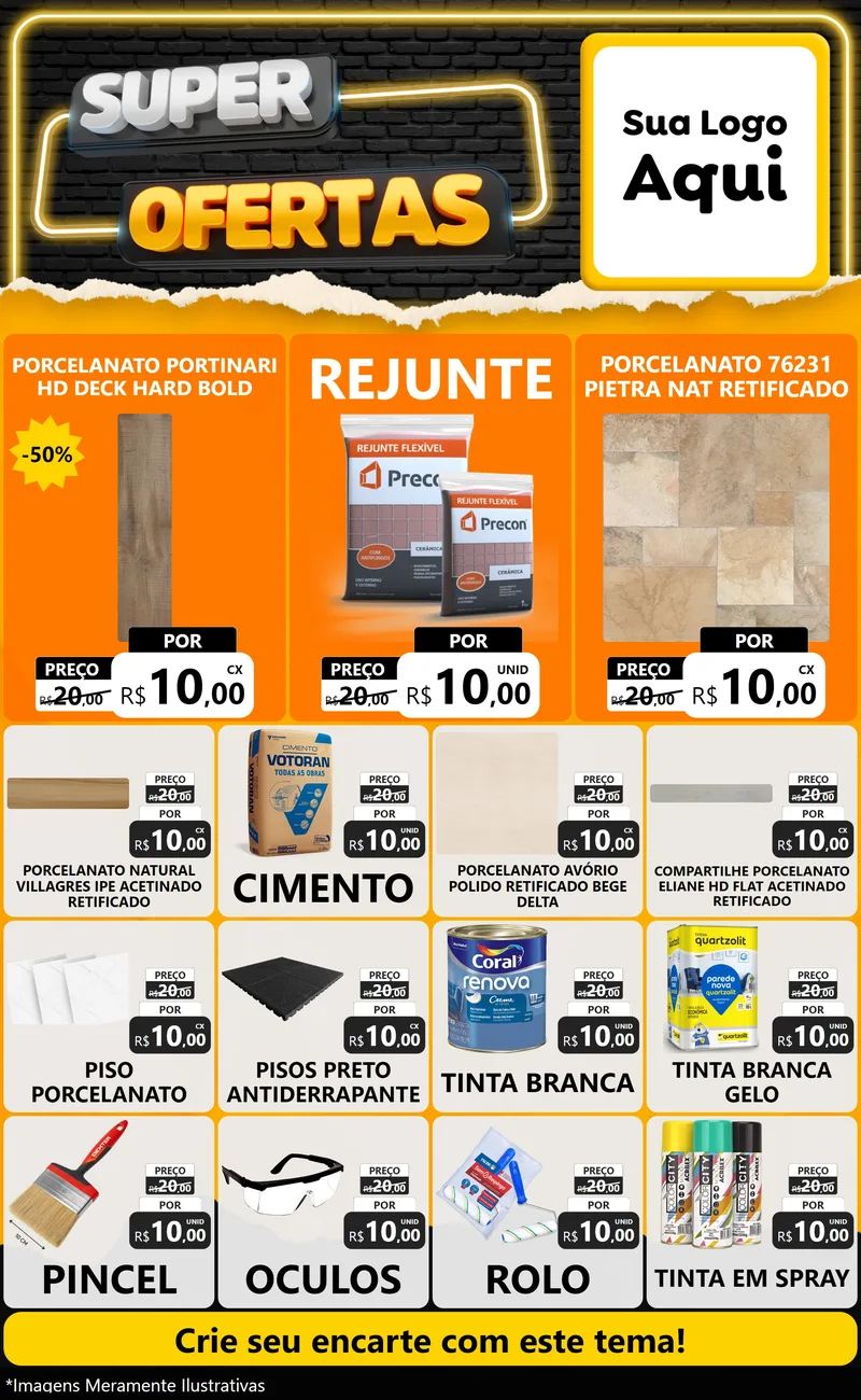 Modelo de Encarte para Encarte Grande com o tema Super Ofertas para Pisos e revestimentos