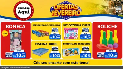 Modelo de TV para TV Horizontal com o tema Ofertas de Fevereiro para Brinquedos