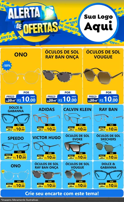 Modelo de Encarte para Encarte Grande com o tema Alerta de Ofertas para Óticas