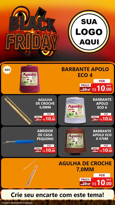 Modelo de TV para TV Vertical com o tema Black Friday para Armarinho e Aviamentos