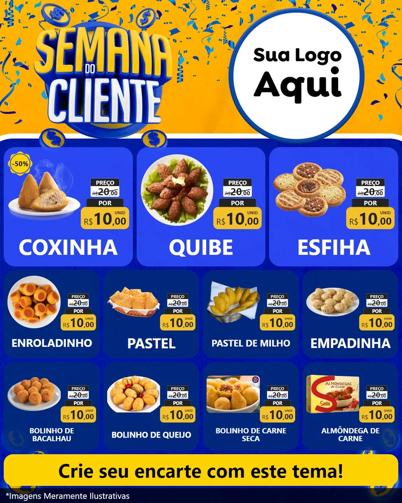 Modelo de Rede Social para Feed Instagram com o tema Semana do Cliente para Salgadaria