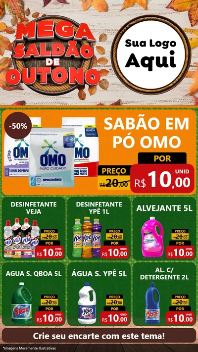 Modelo de Rede Social para Stories com o tema Mega Saldão de Outono para Produtos de Limpeza