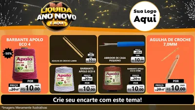 Modelo de TV para TV Horizontal com o tema Liquida Ano Novo É Aqui! para Armarinho e Aviamentos