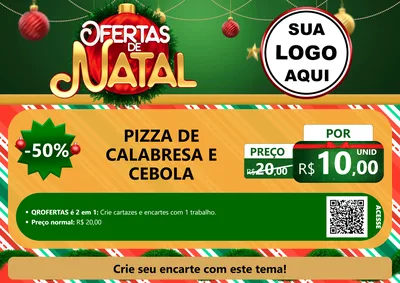 Modelo de Cartaz para Cartaz A4 Horizontal com o tema Ofertas de Natal para Pizzaria