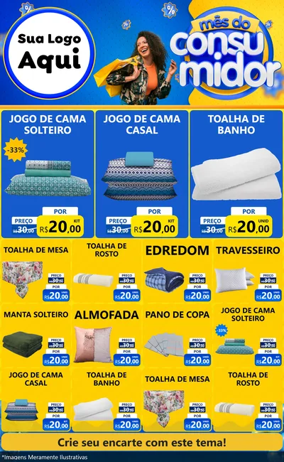Modelo de Encarte para Encarte Grande com o tema Mês do Consumidor para Cama, Mesa e Banho