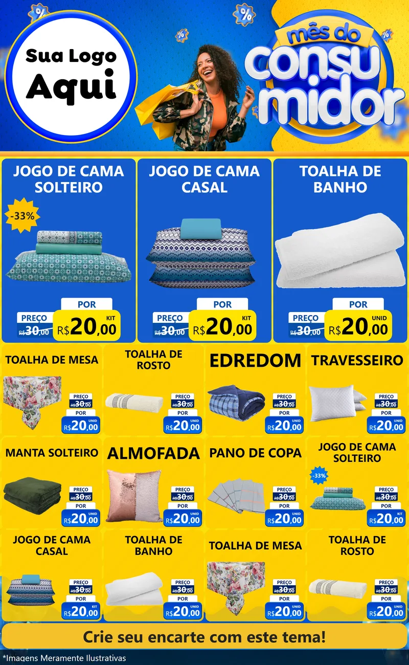 Modelo de Encarte para Encarte Grande com o tema Mês do Consumidor para Cama, Mesa e Banho