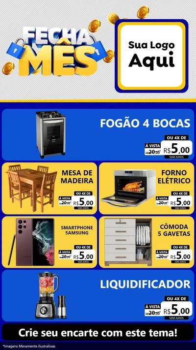 Modelo de TV para TV Vertical com o tema Fecha Mês para Móveis e Eletro
