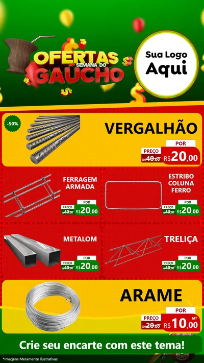 Modelo de TV para TV Vertical com o tema Ofertas Semana Do Gaúcho para Ferragens