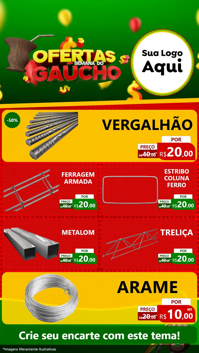 Modelo de TV para TV Vertical com o tema Ofertas Semana Do Gaúcho para Ferragens