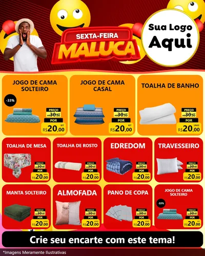 Modelo de Rede Social para Feed Instagram com o tema Sexta-feira Maluca para Cama, Mesa e Banho