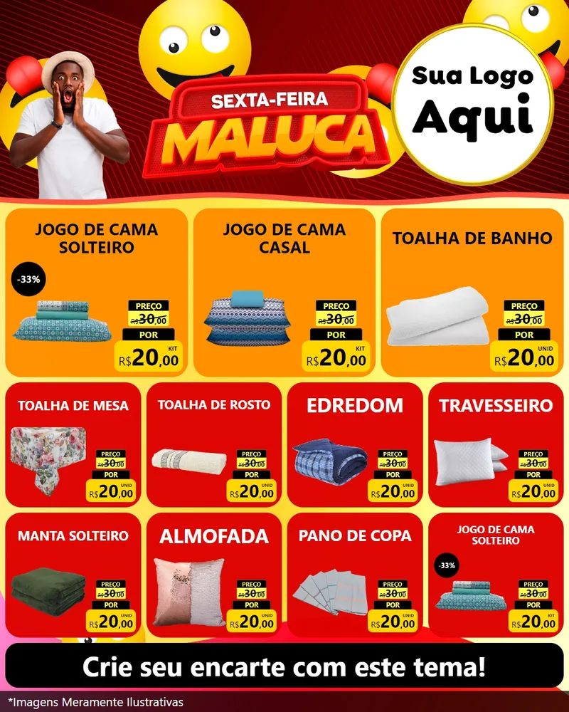Modelo de Rede Social para Feed Instagram com o tema Sexta-feira Maluca para Cama, Mesa e Banho