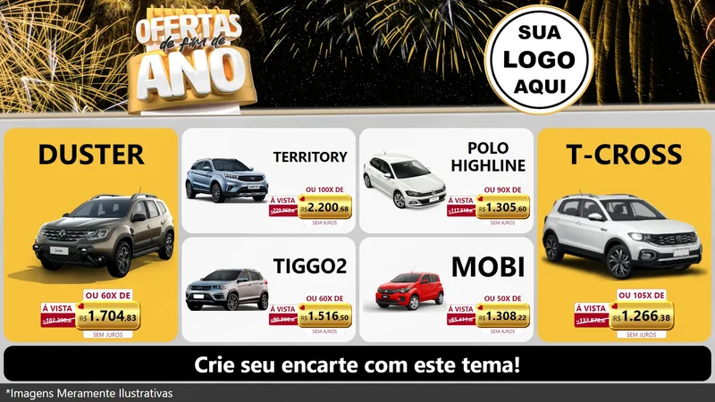 Modelo de TV para TV Horizontal com o tema Ofertas de Fim de Ano para Concessionaria de Carros