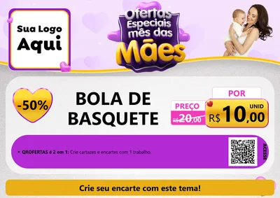 Modelo de Cartaz para Cartaz A4 Horizontal com o tema Ofertas Especiais - Mês das Mães para Artigos Esportivos